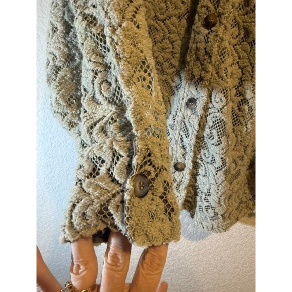 Jaded Gypsy Sweet Whispers Lace Button Down Shirt Sage Green Oversized O/S - Picture 3 of 8
